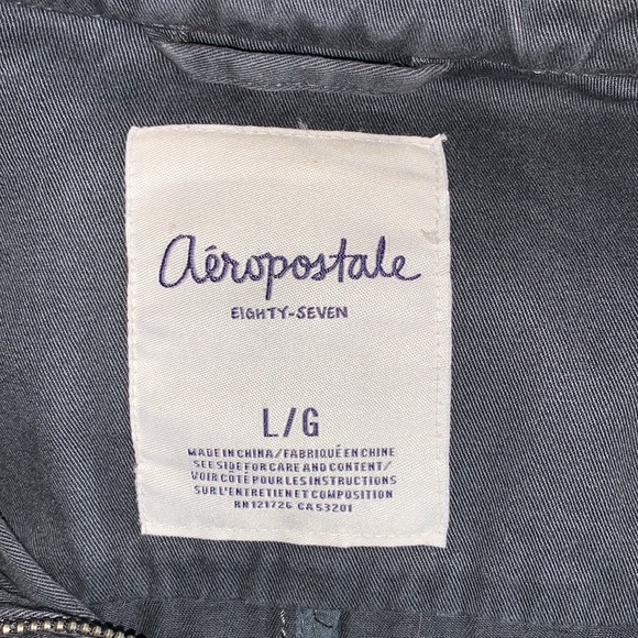 Aeropostale black utility jacket with faux leather sleeves, size large - Picture 3 of 5